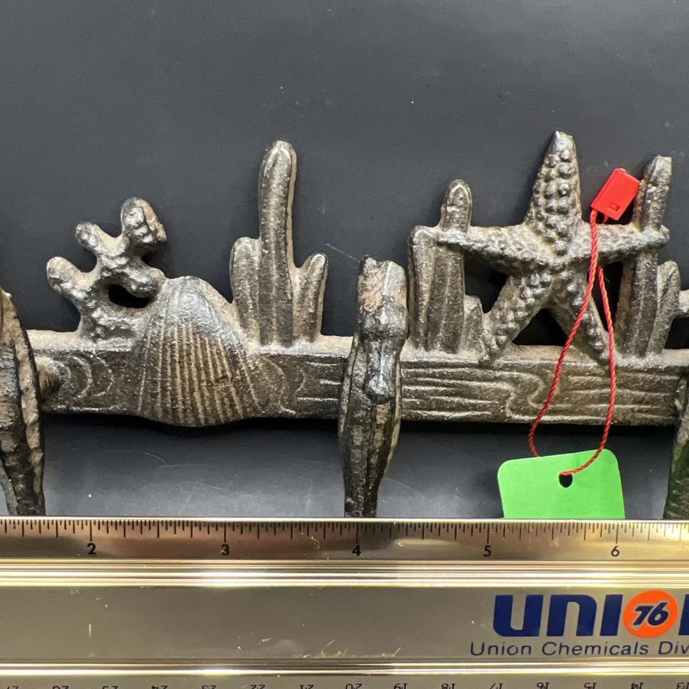 Seahorse Key Rack Nautical Hooks Towel Coat Holder Cast Iron Starfish Coral